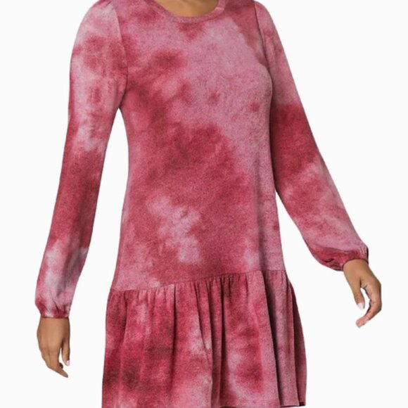 Ultra Flirt Plus Tie-Dye Long Sleeve Short Sweaterdress - Picture 3 of 8